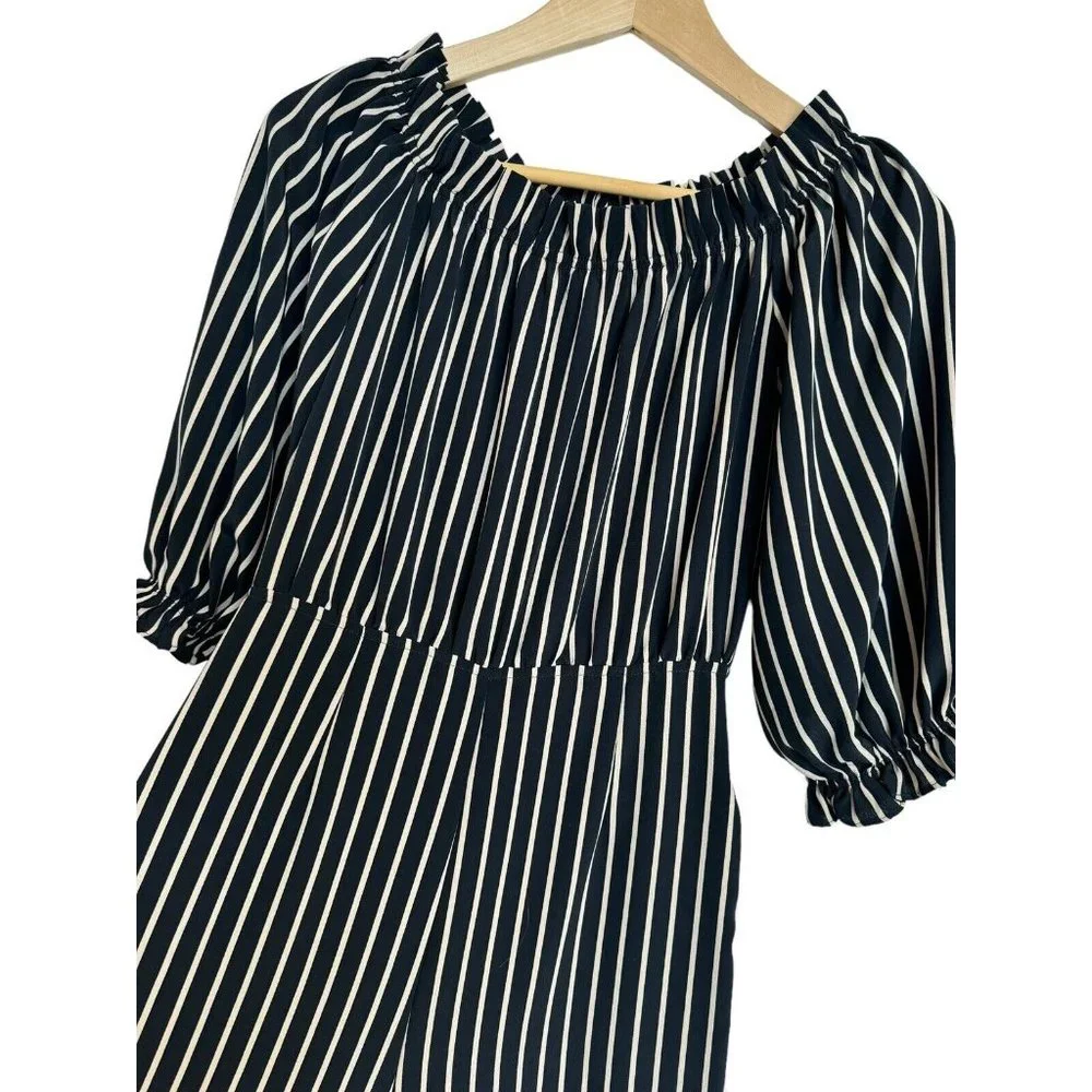 Olivaceous Small Jumpsuit Striped Short Sleeve Polyester Ruffle Neckline NWT